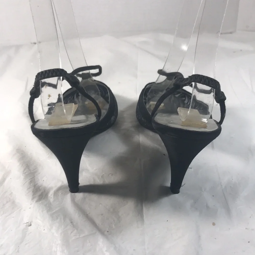Jacques Levine Women’s Sparkly Shear Black Women's Kitten Heel Pointy Toe Shoes